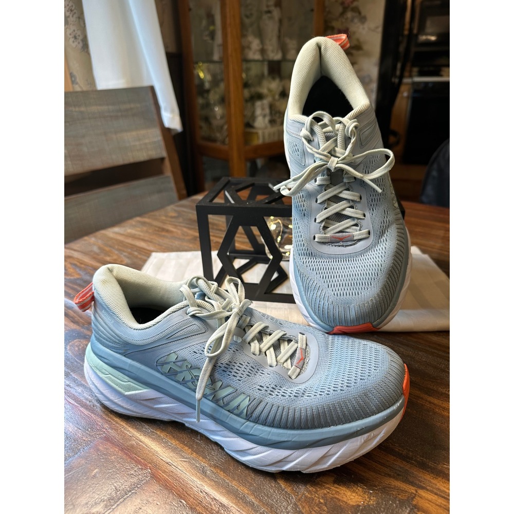 Hoka One One Bondi 7 Blue Fog Blue Glass Running Shoes 1110519 BFBG Womens 8.5